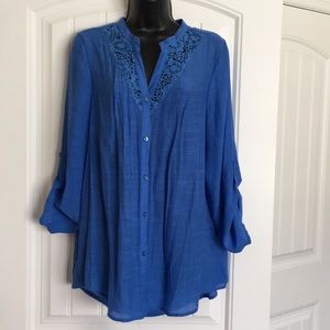 NWOT EMMA K Size XLG Royal Blue Linen tunic
